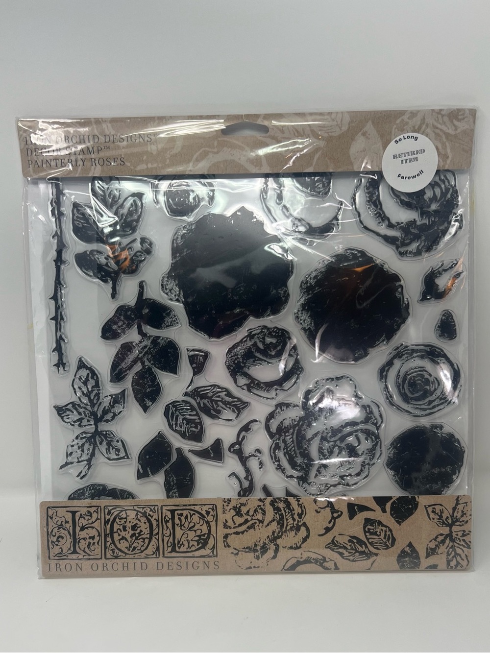Iron Orchid Designs Decor Stamp Painterly Roses 12x12 New in Package Retired